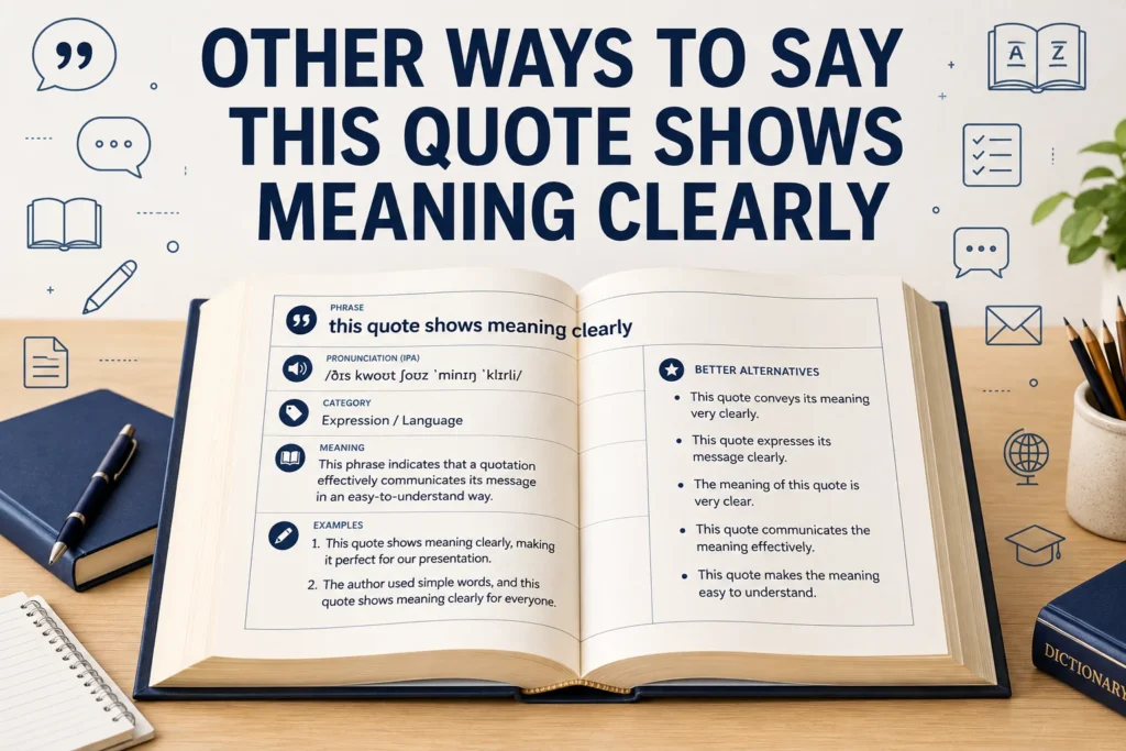 other ways to say this quote shows meaning clearly