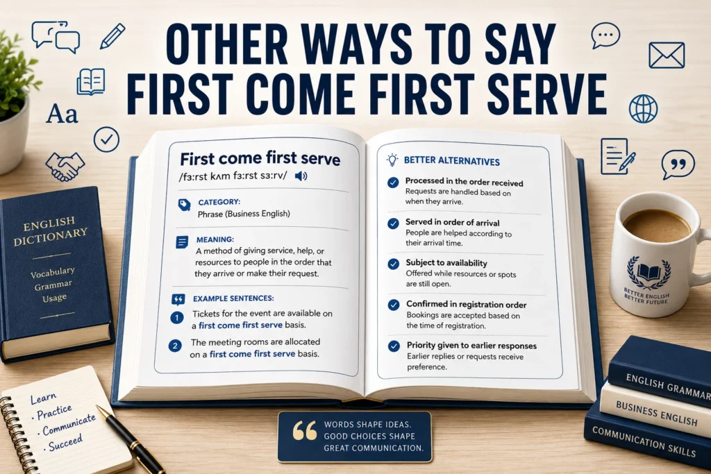 Other Ways to Say First Come First Serve: Professional & Polite Alternatives in 2026