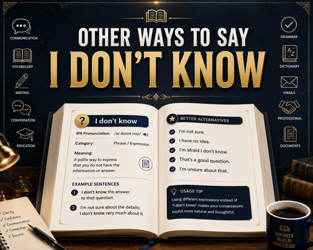 Other Ways to Say I Don’t Know: Professional & Polite Alternatives in 2026