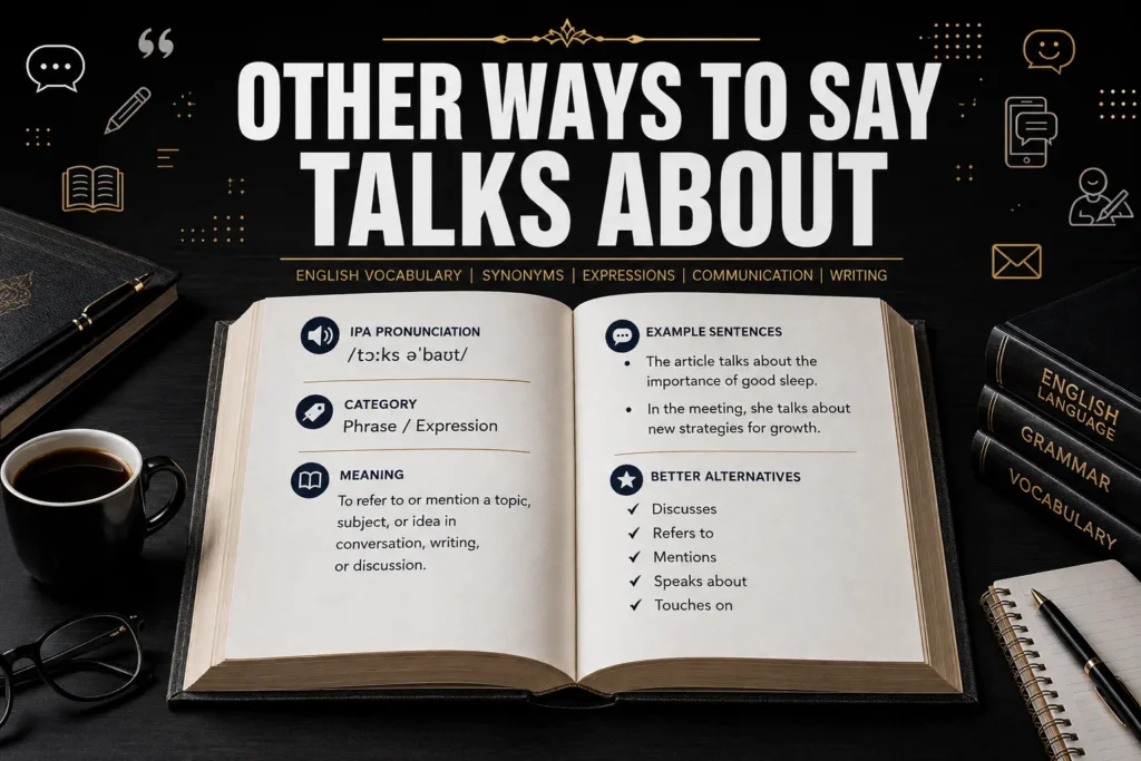 Other Ways to Say Talks About: 40–60 Professional & Polite Alternatives (2026)
