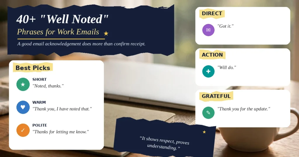 40+ "Well Noted" Phrases for Work Emails